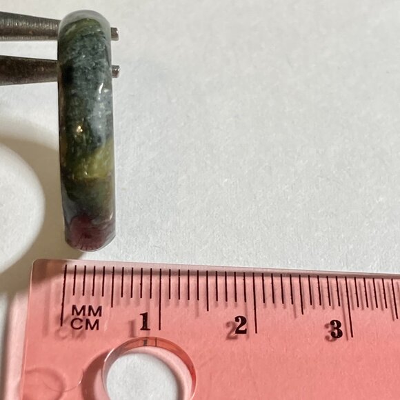 Vintage Natural Dark Green Jade Band Ring Size 6 8 9 Semiprecious Stackable - Picture 9 of 10